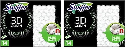 Swiffer Bodenwischer 3D Clean Trockene Bodentücher Nachfüllpackung 14 Stück, Nimmt Mehr Staub Auf Als Ein Herkömmlicher Besen Und Schließt Ihn Ein (Packung mit 2)