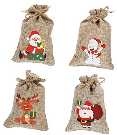 Mobestech 48 St Julinpackningspåse Grovt Tyg Säck Tomtepresent Säck Bröllopsfavörpåse Bröllopsgodisväska Julsäckväv Presentpåse Tomtepresentpåsar Säckväv Påsar Linne Barn Jutepåse Godis