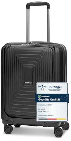 REDOLZ Bagaglio a mano con scomparto laptop | Valigia ultra leggera 40 x 23 x 55 cm con apertura frontale | espandibile da 45 a 55 litri | solo 3,2 kg (Essentials 14)
