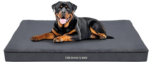 The Dog's Bed - Letto ortopedico per cani in schiuma con supporto standard, XXL grigio felpato, impermeabile, con rivestimento sostituibile, approvato veterinario