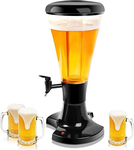 WWFAN Dispensador de Cerveza Torre de Cerveza de 3 litros Dispensador de Bebidas con Luces LED Desmontables, Tubo de Hielo for Fiestas, Bar en casa, Dispensador de Bebidas for Fiestas en casa