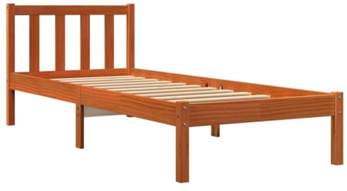 vidaXL Sängram vaxad brun 75x190 cm massiv furu, träsängram, sängram i trä, sovrumsmöbler, träsängramar, sängramar i trä, säng, sängar, träsäng
