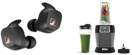 Sennheiser SPORT True Wireless Earbuds - Bluetooth In-Ear Headphones for Active Lifestyles & Ninja Blender with 2 Automatic Programs: Blend & Max Blend, Pulse Setting, 2x 700ml Cups