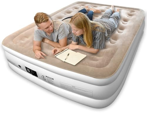 Cotabaty 18 inch Inflatable Air Bed with Built in Pump,Inflatable bed with Self-Inflation/Deflation,Air Mattress Flocked Surface Blow Up Bed for Home Camping,203x152x45cm,Queen