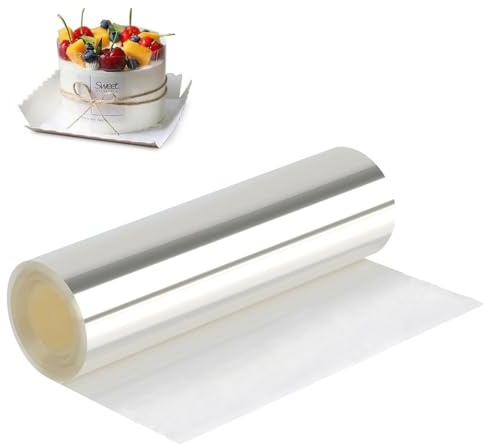Tortenrandfolie 20cm x 10m - Transparent Tortenfolie, Wiederverwendbar Tortenrandfolie für Tortendeko Schokolade Mousse Kuchen Dessertringe