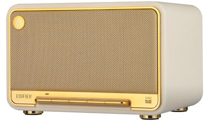 Edifier D32 Tabletop Wireless Speaker, Hi-Res Audio, LDAC, AAC, ALAC, Bluetooth V5.3, 60W (RMS), 2.1 Acoustic Architecture, Full Digital Signal Process, 11h Playtime, APP Control, White
