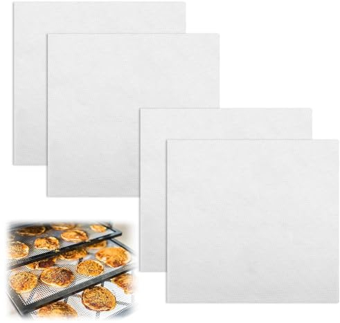 4 Pezzi Fogli Disidratatori in Silicone, 30 * 30cm Antiaderenti Tappetini Disidratatore per Alimenti e Frutta, Senza BPA Essicatori Tappetino da Forno Riutilizzabile in Rete per Cottura a Vapore