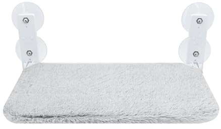 Percha para ventana de gato, hamaca inalámbrica plegable con 4 ventosas, marco sólido, malla transpirable, asiento de ventana para gatos, cama plegable para gatos, estante para gatos de interior (lana