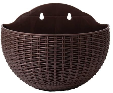 Vaso Da Fiori Sospeso A Parete In Finto Rattan - Vasi Da Fiori Da Appendere Alla Parete, In Plastica | Vaso Da Fiori Creativo A Semicerchio | Portapiante Gancio Per Balcone Recinto Fioriere A Muro