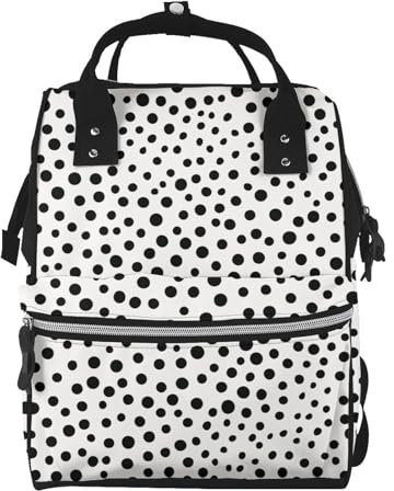 HJTRW Wickeltasche Rucksack für Damen, wasserdicht, Mumienrucksack, große Windeltasche, 3D-Tigerkopf, Stilltasche, Schwarze Punkte, Einheitsgröße, Reiserucksäcke