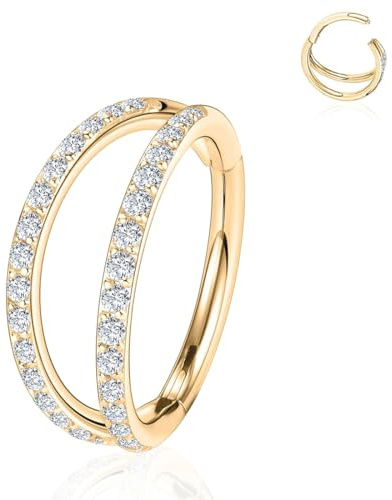 HENYQANN Piercing Ring Septum Piercing Conch Piercing Nasenring Piercing Daith Helix Piercing Knorpel Ohrring Bauch Tragus Piercing Gold Silber 16/18G 8/10mm