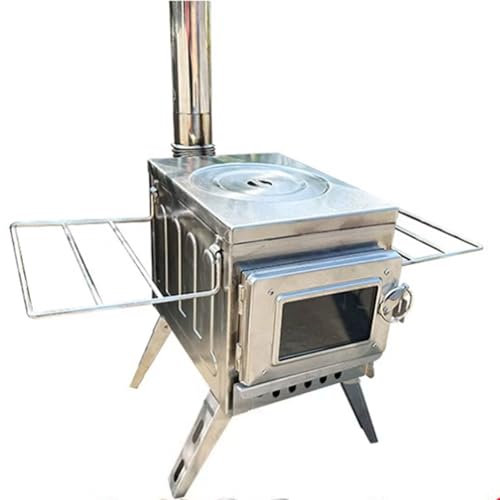 Poele A Bois Avec Tuyau D'échappement Arrière Rotation Sur 360 Degrés Poêle À Bois Camping Interrupteur Manuel Rechaud Camping 29 * 20 * 40CM