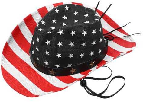 KOMBIUDA Hut Mit Amerikanischer Flagge Vintage Cowboy Stil Leichter Outdoor Kopfschmuck Für Unabhängigkeitstag Und Patriotische Feiern