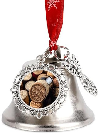 Wunderschöner Weinflaschenverschluss mit Vintage-bedrucktem Weihnachtsbaum-Metallglocke, personalisierte Liebes-Weihnachtsglocke, Ornament, kann als Feiertagsparty-Dekoration verwendet werden