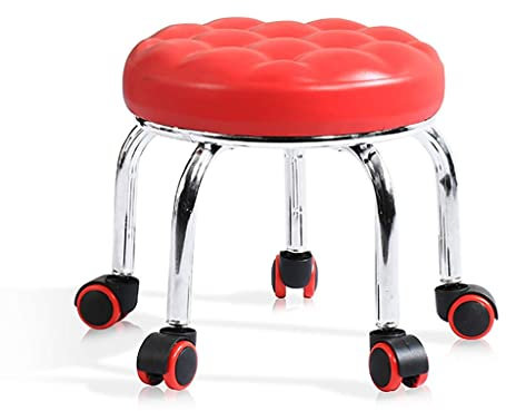 Verstellbarer Drehhocker mit Rollen für Maniküre, Garten, Zuhause, Spa und Tattoo, kurzer Pediküre-Tritthocker mit kreuzförmigem Sockel, in 5 Farben, 32 cm Höhe