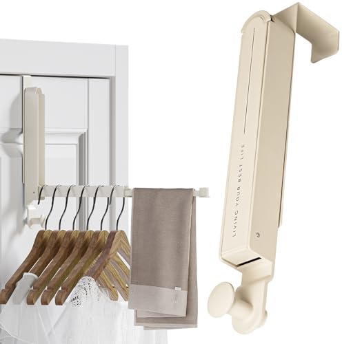 Yuepaikre Gancio per porta da appendere, appendiabiti pieghevole con scanalature per appendere ventilatori, adatto per porte di camere da letto e camere da letto con uno spessore di 3,6-4,4 cm (1
