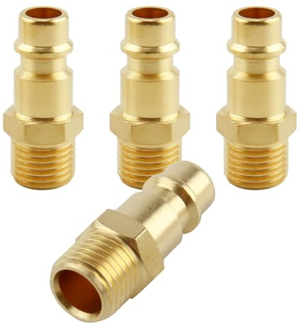 Druckluftkupplung Euro mit Außengewinde 1/4 Messing AG 1/4 Zoll, Kupplungsstecker und Kupplungsdose Set, Schlauchstecker Ventilsteckdose Gewindestecker, Schnellkupplungssystem für Kompressoren und Pn
