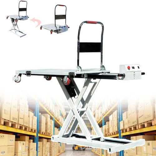 WEIMILOR Hydraulischer Hubwagen, hydraulischer Hubtischwagen, Mobile hydraulische Scherenhebebühne, Kleiner Pritschenwagen für einfachen Transport, 300 kg Tragkraft, 43,3 Zoll Hubhöhe