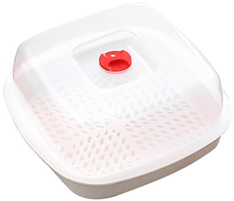 MUCKLILY Vaporiera Per Microonde Coperchio Ventilato e Maniglia Isolante, Contenitore Per Cucina Ad Alta Temperatura Per Pesce, Riso e Gnocchi Al Vapore, Per Uso Domestico e Regalo Inaugurazione Casa