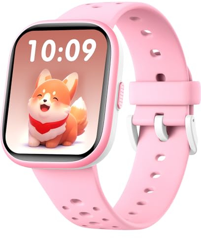 Heroange Kids Smart Watch for Girls Boys,IP68 Waterproof Kids Fitness Tracker Watch with 1.83 Face,Heart Rate Sleep Monitor,19 Sport Modes,Puzzle Games with APP,Great Gifts for Teens 6+,Pink