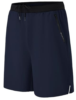 Short Sport pour Homme Court avec Poche Zippé Shorts de Course à Pied Séchage Rapide Running Jogging Fitness Short(DB,M)