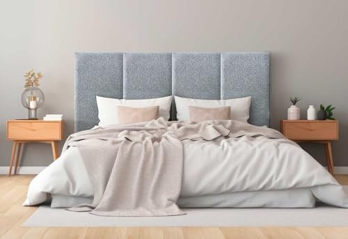 DHOME Gepolstertes Kopfteil aus Aqualine Premiumstoff Fleckenabweisend Vertikales modulares Design Selbstklebend Bettkopfteil für Schlafzimmer Gepolstert (Perlgrau, 90cm, Höhe 80 cm, x2)