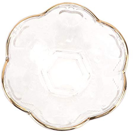 FUNOMOCYA Cuenco De Vidrio Dorado para Postre Ensaladera De Cocina Transparente Tazón De Servir para Fiestas Vajilla De Mesa para Ensaladas y Postres
