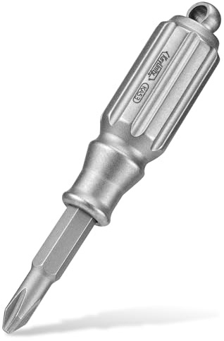 KeyUnity Tournevis magnétique KA53 en titane, tournevis cruciforme, petit tournevis avec anneau porte-clés (poignée courte), outil de réparation EDC pour les réparations quotidiennes
