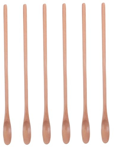 Hohopeti 6piezas Cucharas de Madera Pequeñas para Mezclar Miel Té y Catar Café Cucharas de Madera de Mango para Remover