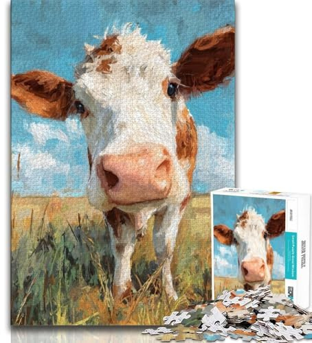 Puzzle 1000 Teile für Erwachsene Milchkuh Teenager-Puzzle Quizspiel Wanddekoration einzigartige Geburtstags 75x50cm