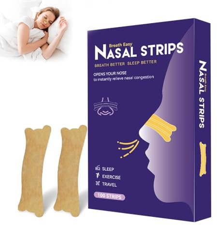 Tiras Nasales,100 Pc Tiras Nasales Antironquidos,Hombres Mujer,Ayuda a Dejar de Roncar y Alivio de la Congestión Nasal,Respira mejor