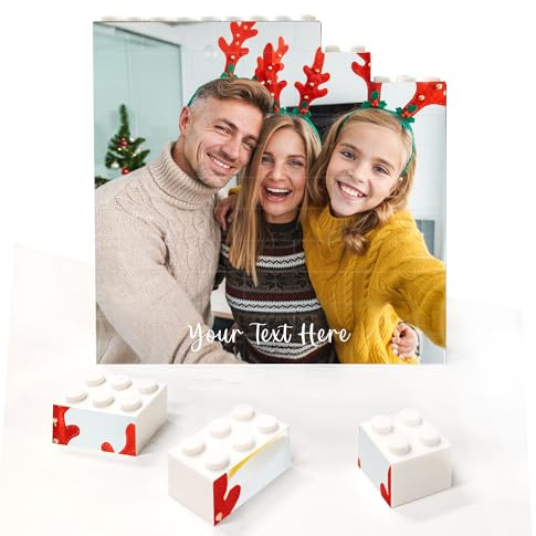EDSG Personalised Jigsaw Puzzle Photo Gifts, Custom Picture Frame Plaque Sign, Building Block Photo Frames Valentines Day Christmas Birthday Anniversary Photo Gifts for Women Men Her Him (Square)