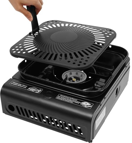 Réchaud de camping portable 2,3 kW avec plaque de cuisson, réchaud à gaz pour extérieur et camping – Avec sac de transport, allumage électrique et valve de sécurité, idéal pour les pique-niques et le
