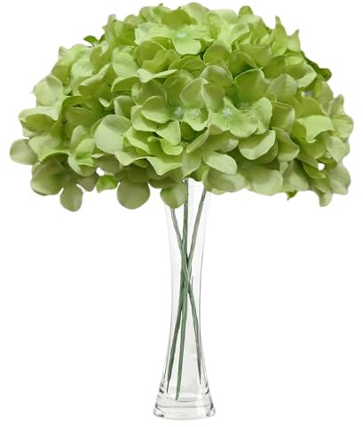Diyxisk Hortensia Verde 3 Piezas 68cm Flores Artificiales Decoracion Flor Artificial, Flores de Seda Artificial para Boda Centros de Mesa Fiesta Proyecto DIY