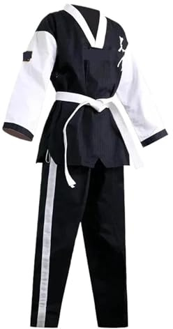 Ayztantine vuxen barn ribbad Taekwondo polycotton kostym karate uniform kampsport friidrott karate kostym för vuxna (XXS-120 cm)