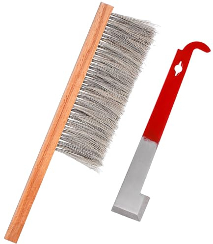 VALICLUD Set Strumenti per Arnie Apicoltura Spazzola in Legno e Gancio J in Metallo Raschietto Resistente per Pulizia Arnia Attrezzi per Apicoltori Uso Domestico e Professionale