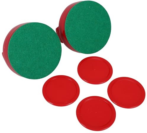 INOOMP Ensemble Accessoires Hockey sur Glace pour Table Air Hockey, 2 Pousseurs Rouges 94mm Velours 4 Palets Rouges 64mm en Abs, Remplacement Pièces pour Loisirs Salle de Jeux