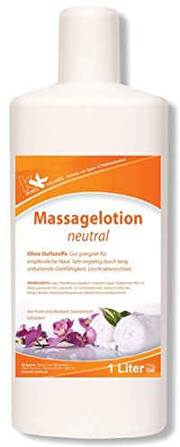 KK Massagelotion Neutral, 1 L Lotion für Massage, Physiotherapie, pH neutral, hautschonend, Limonenduft, langanhaltend, einfach abwaschbar