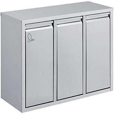 SVITA H3X8 Edelstahl Mülleimer Abfallsammler Abfalleimer Mülltrennung mit Schub-Fächern All-Zweck Stauraum Ordnung