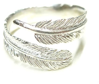 Silberschmuck - BG Ring Silber Motiv Seelenfeder, Bandring offen Gr.58, Sterlingsilber, verstellbar, Indianerschmuck, Schutzsymbol, Unisex