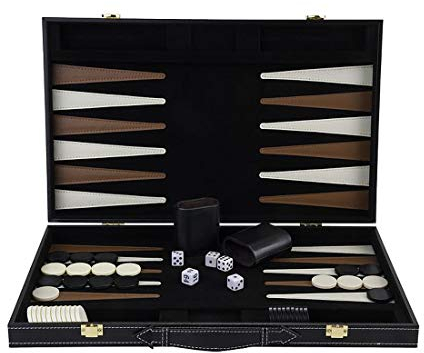 Engelhart - Tolles Backgammon-Spiel aus Holz mit Kunstleder-Lackierungen - 250504