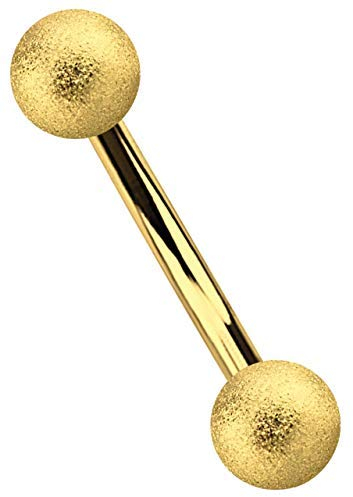 Modern Nature Piercing-Schmuck Intimpiercing Banane Stahl Gold 1,2 x 10 mm mit 3 mm Kugeln in Diamant Optik