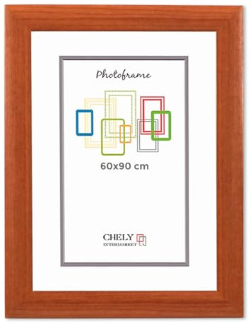 CHELY INTERMARKET MOD257 Marco Fotos Pared 60X90Cm Cerezo Madera Elegante Marcos Para Cuadros Marcos Fotos Grandes Marcos Pared Hogar Oficina Diploma Certificados Decoracion Interior