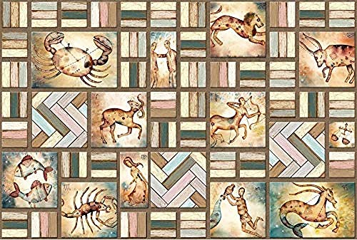 Vintage Twelve Constellation Holzgitter für Walls Murals Tapete Wanddekoration fototapete 3d Tapete effekt Vlies wandbild Schlafzimmer-200cm×140cm