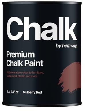 Chalk Paint Mulberry Red Furniture Paint 1L, Matt Finish Shabby Chic, Chalk Furniture & Walls, Quick Dry & 1 Coat, Hemway
