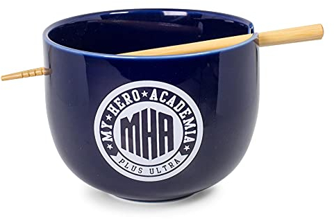 Just Funky My Hero Academia U.A. High School Japanese Ceramic Dinnerware Set | Includes 16-Ounce Ramen Bowl and Wooden Chopsticks