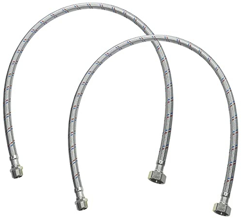 AERZETIX - C51093 - Satz von 2 Schlauchleitungen 800mm 1/2'' weiblich - 3/8'' männlich - flexibler anschlussschlauch - flexibler verbindungsschlauch sanitär für wasserhähne badezimmer küche heizung