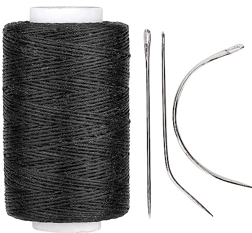 hair Weaving needle and thread Kit, 1 Black Weaving thread with 3 needles, Wig Sewing Hair Weft Extension Accessory