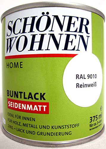 Home Buntlack - Acryllack, seidenmatt, RAL 9010 reinweiß, 375 ml