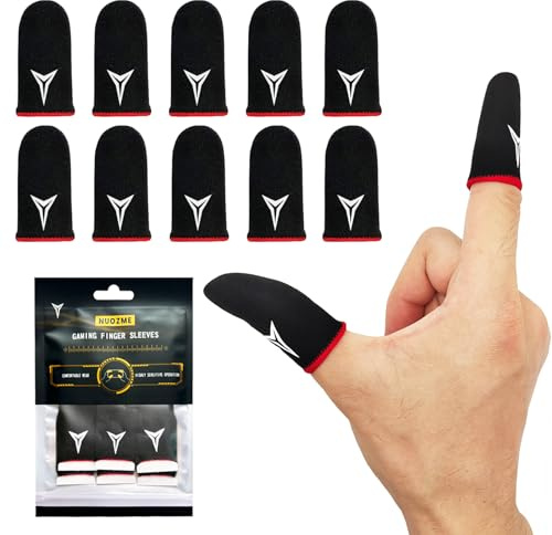 Nuozme Fingerhüllen für Handys, passend für alle Touchscreen-Geräte, 0,15 mm supraleitende Nanofasern, Glatte Haptik, schweißabweisend, extrem dünn, roter Rand, 10 Stück